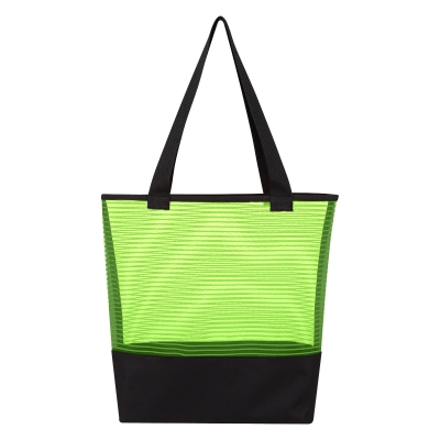 Sheer Mesh Pinstripe Tote Bag