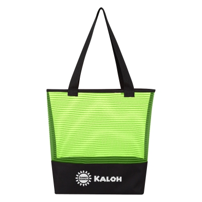 Sheer Mesh Pinstripe Tote Bag