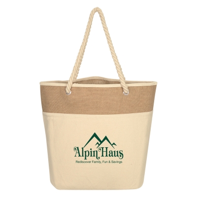 Burlap Rope 12 Oz. Cotton Canvas Tote Bag