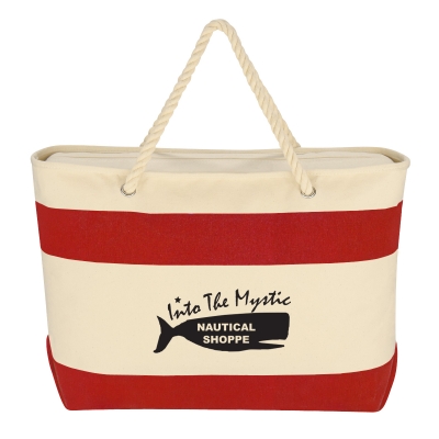 Large Cruising 16 Oz. Recycled Cotton Canvas Tote Bag With Rope Handles