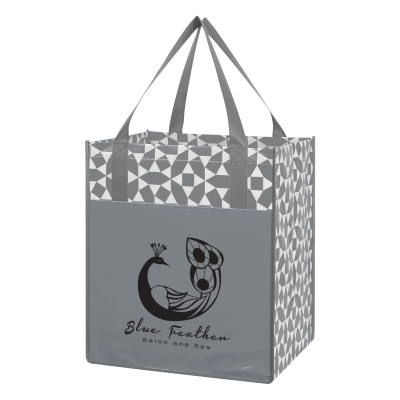 Geometric Non-Woven Recycled Shopping Tote Bag