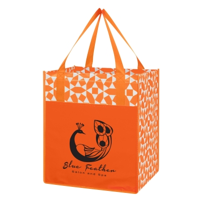 Geometric Non-Woven Recycled Shopping Tote Bag