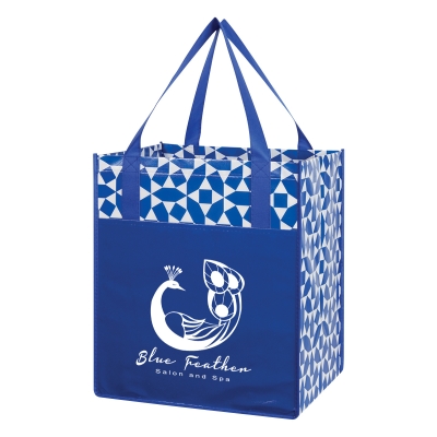 Geometric Non-Woven Recycled Shopping Tote Bag