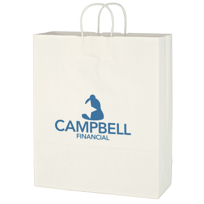 Kraft Paper White Shopping Bag - 16" x 19"
