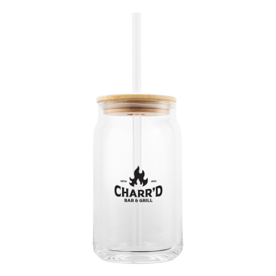 17 Oz. Soda Lime Glass Can With Bamboo Lid