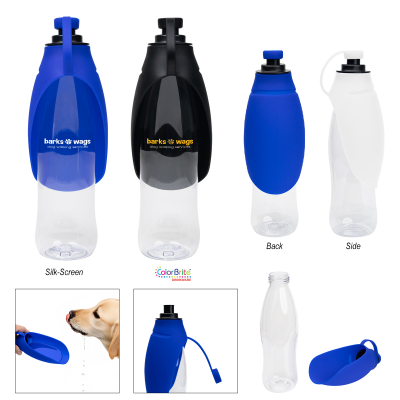 21 Oz. Recycled Pet Water Bottle & Dispensing Bowl