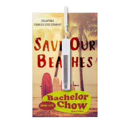 Greeting Card With Collapsible Stainless Steel Straw Kit