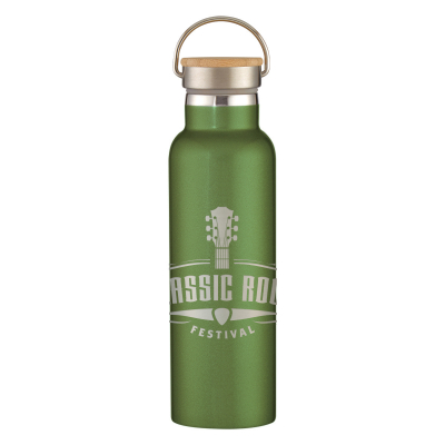 21 Oz. Full Laser Tipton Stainless Steel Bottle With Bamboo Lid