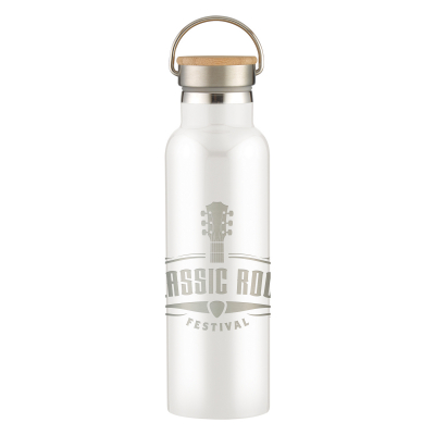 21 Oz. Full Laser Tipton Stainless Steel Bottle With Bamboo Lid