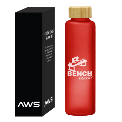 20 Oz. AWS Belle Glass Bottle With Bamboo Lid