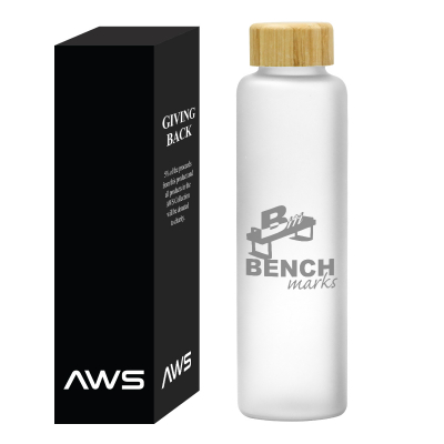 20 Oz. AWS Belle Glass Bottle With Bamboo Lid
