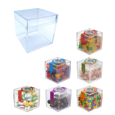 Cube Shaped Acrylic Container With Candy