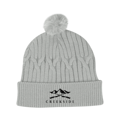 Courtney Cable Knit rPET Pom Beanie